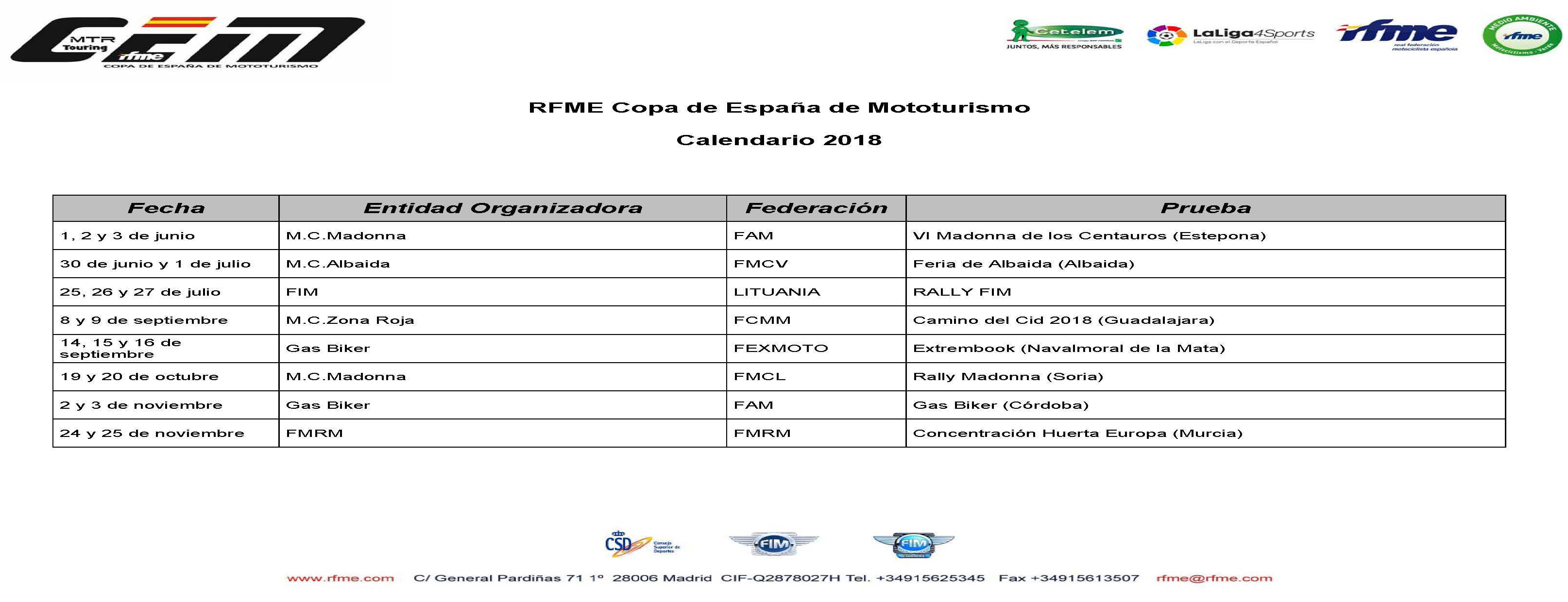 Calendario 2018