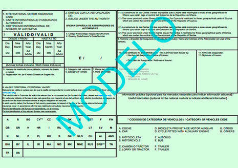 Modelo seguro internacional carta verde