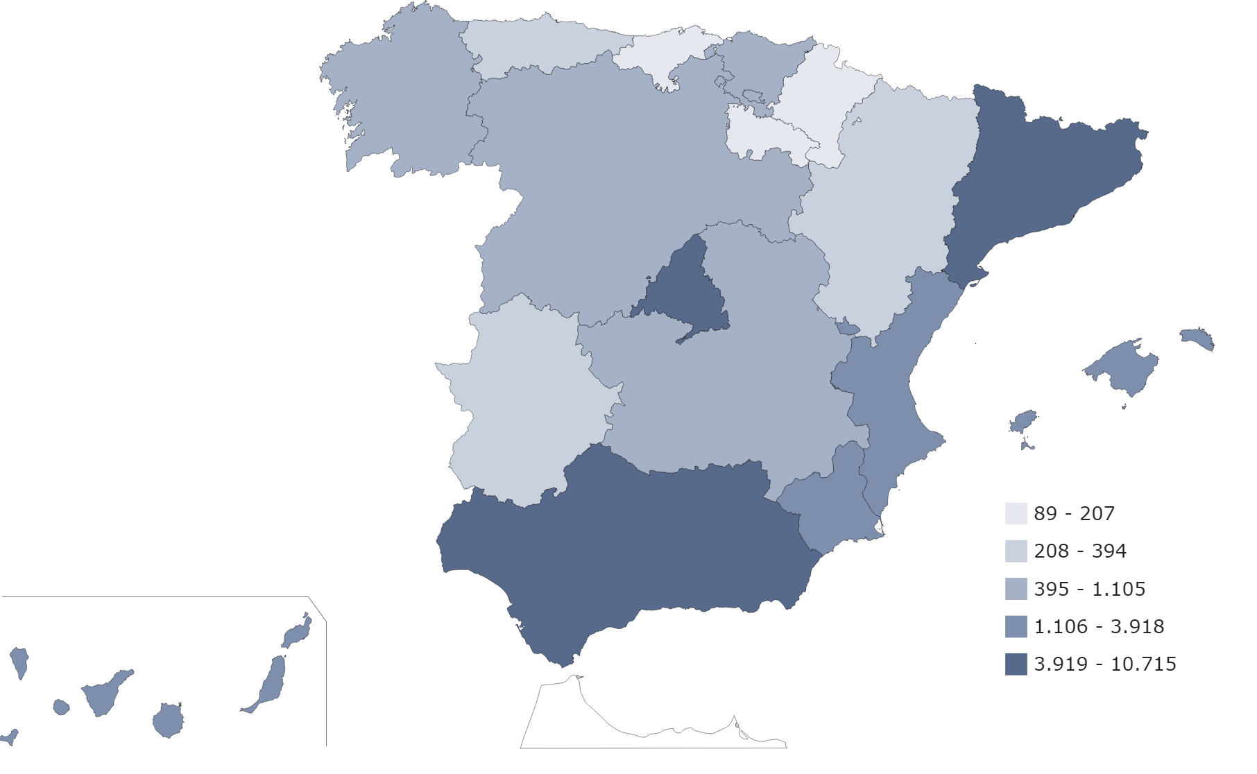 mapa robo vehiculos España